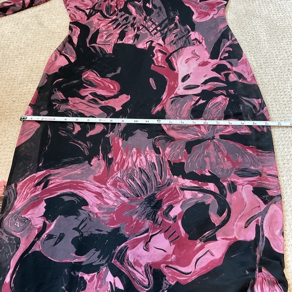 Prabal Gurung x RTR Abstract Floral Mesh Midi Dress Size XXL Pink Black - Picture 12 of 13